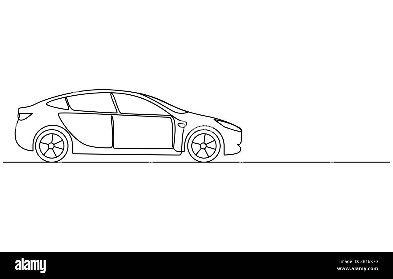 Dessin continu d'une ligne de voiture de sport moderne, style de dessin continu d'une ligne de petite voiture abstraite Illustration de Vecteur