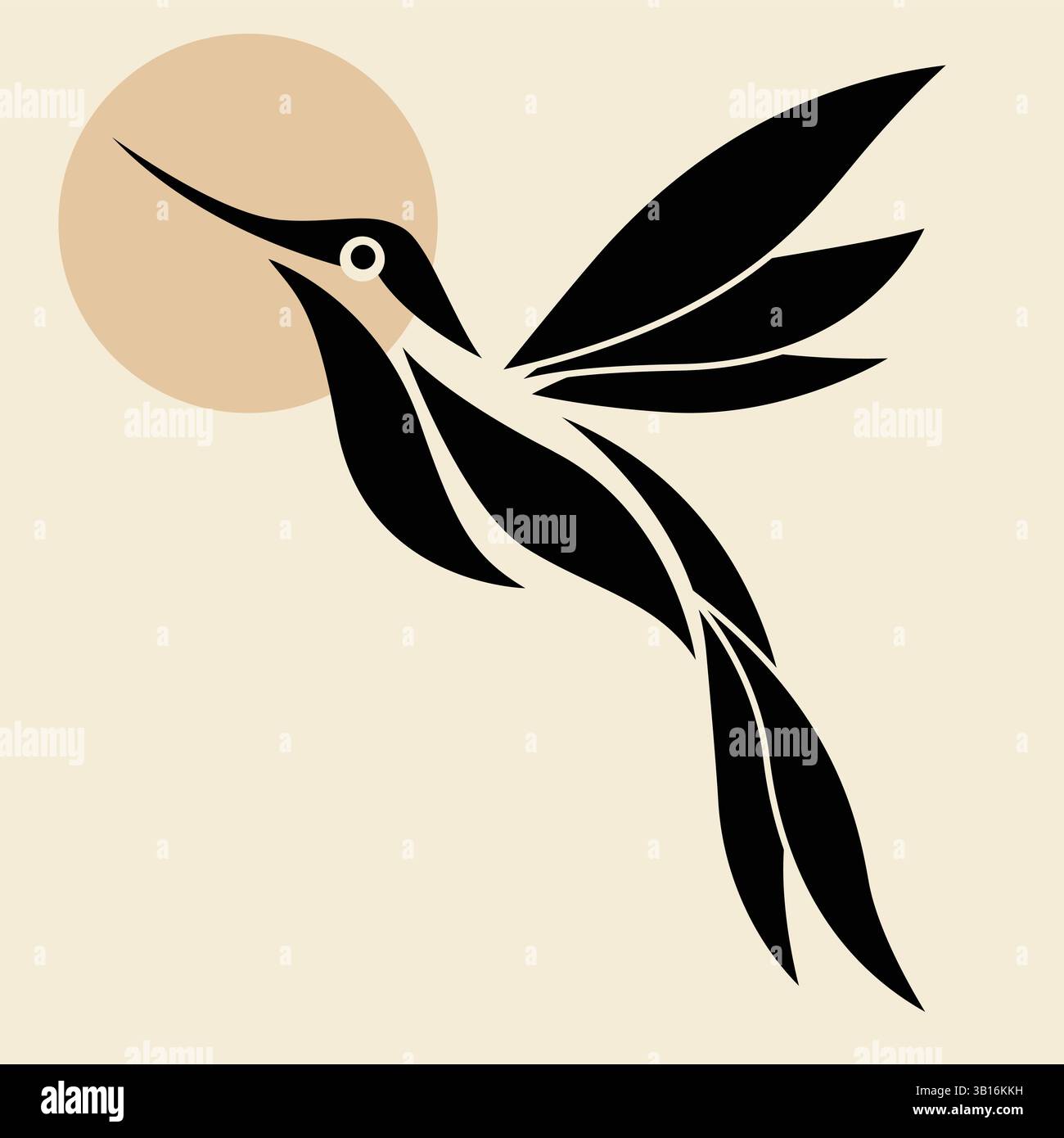 Illustration vectorielle de colibris moderne — conception abstraite minimaliste d'oiseau Illustration de Vecteur