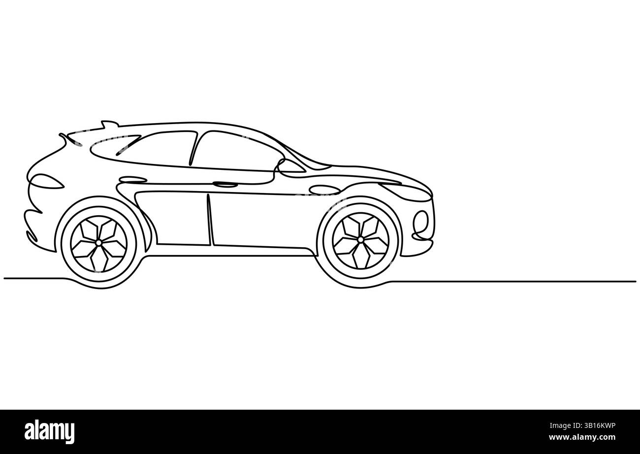 Dessin continu d'une ligne de voiture de sport moderne, style de dessin continu d'une ligne de petite voiture abstraite Illustration de Vecteur