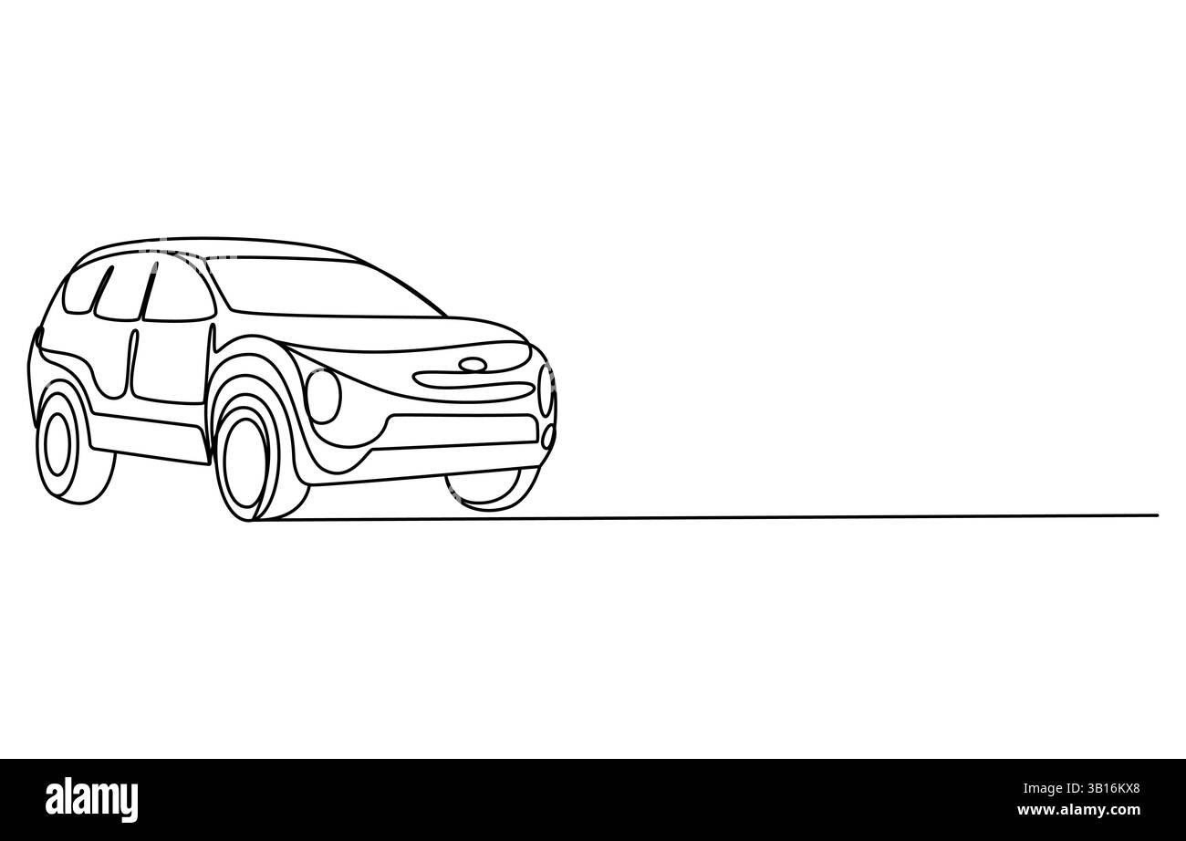 Dessin continu d'une ligne de voiture de sport moderne, style de dessin continu d'une ligne de petite voiture abstraite Illustration de Vecteur
