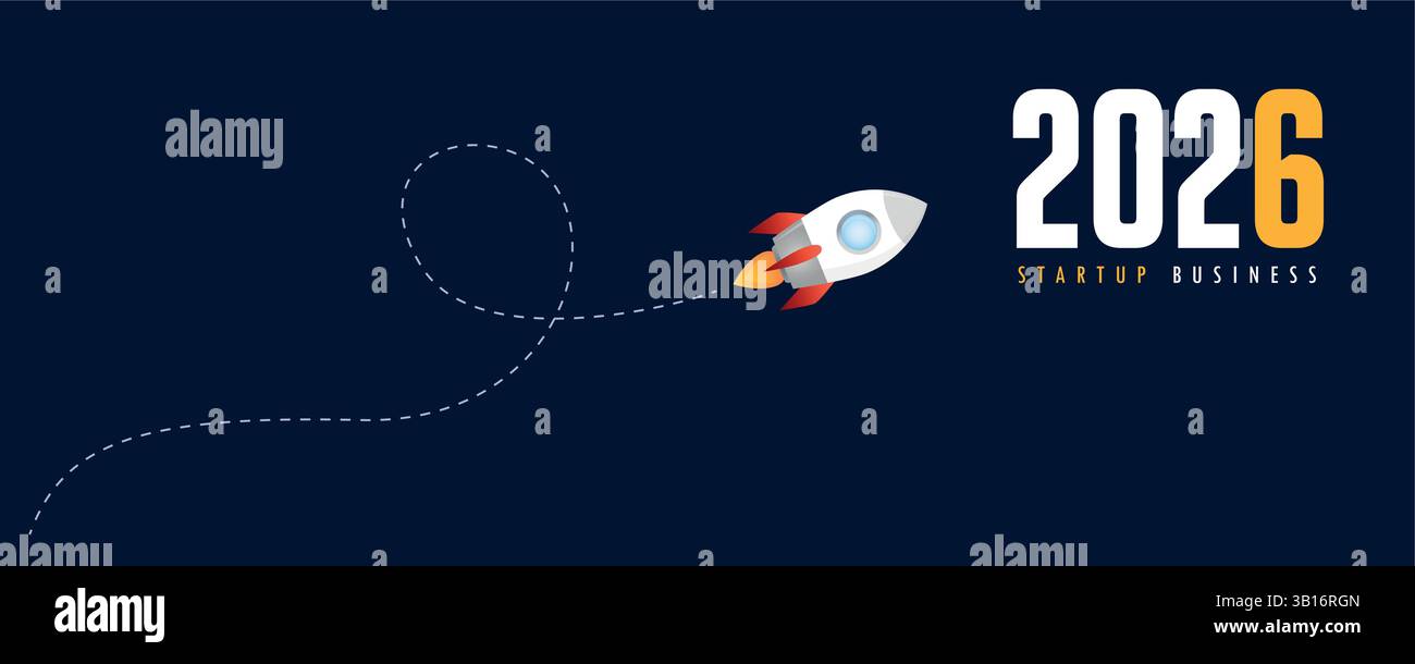 vol de lancement de fusée à l'année prochaine 2026 illustration vectorielle Illustration de Vecteur
