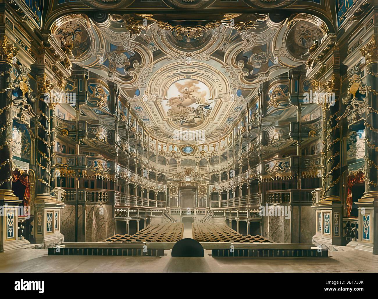 L'Opéra margravial de Bayreuth, 1879, d'après une peinture de Gustav Bauernfeind, haute-Franconie, Bavière, Allemagne, reproduction d'une époque originale, historique, améliorée numériquement Banque D'Images