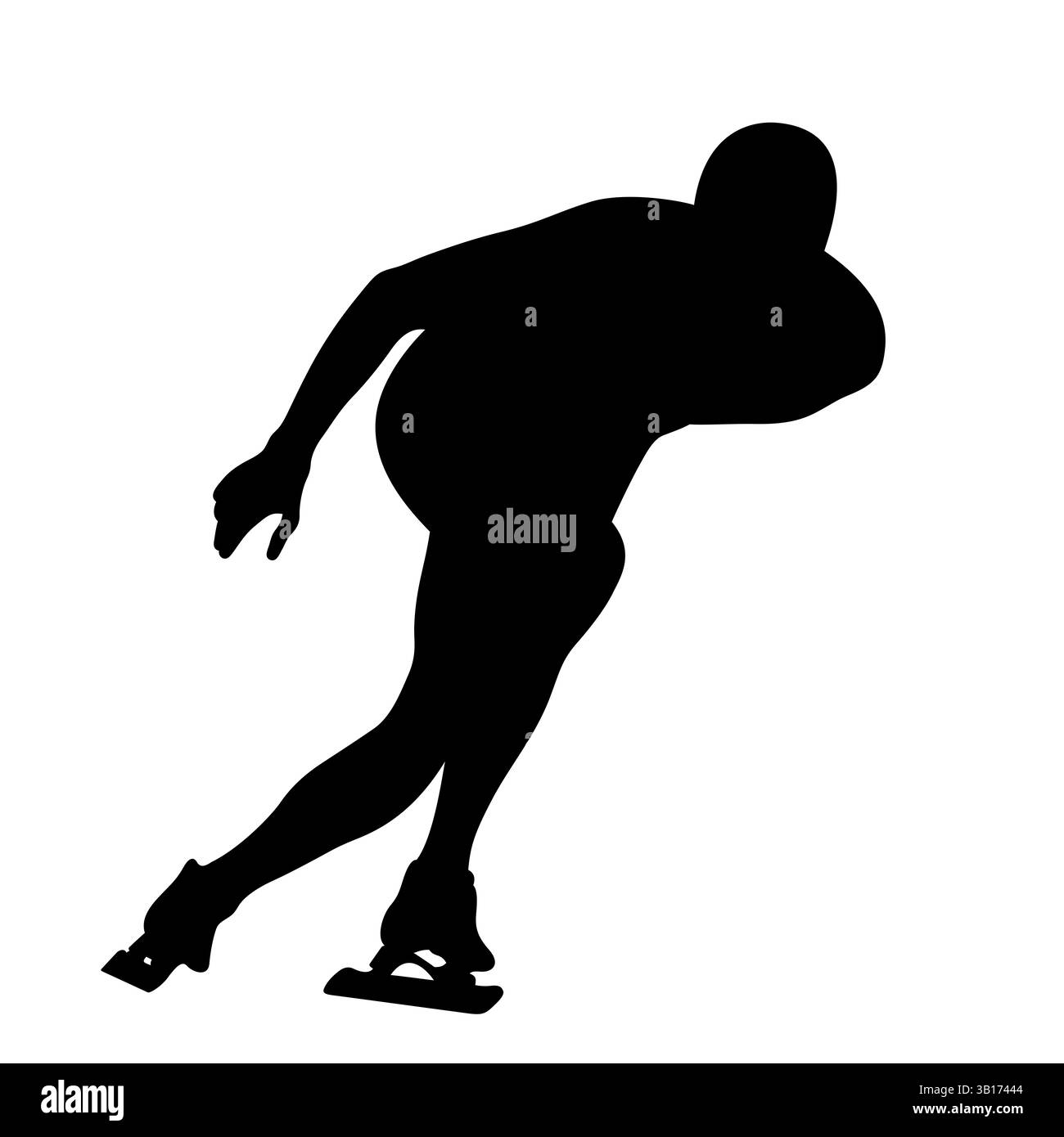 silhouette athlète dans la compétition de patinage de vitesse, contour noir personne réelle Banque D'Images