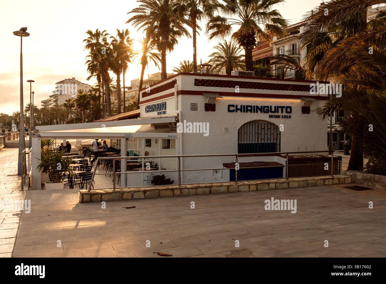 Chiringuito, Sitges, Catalogne, Espagne. Banque D'Images