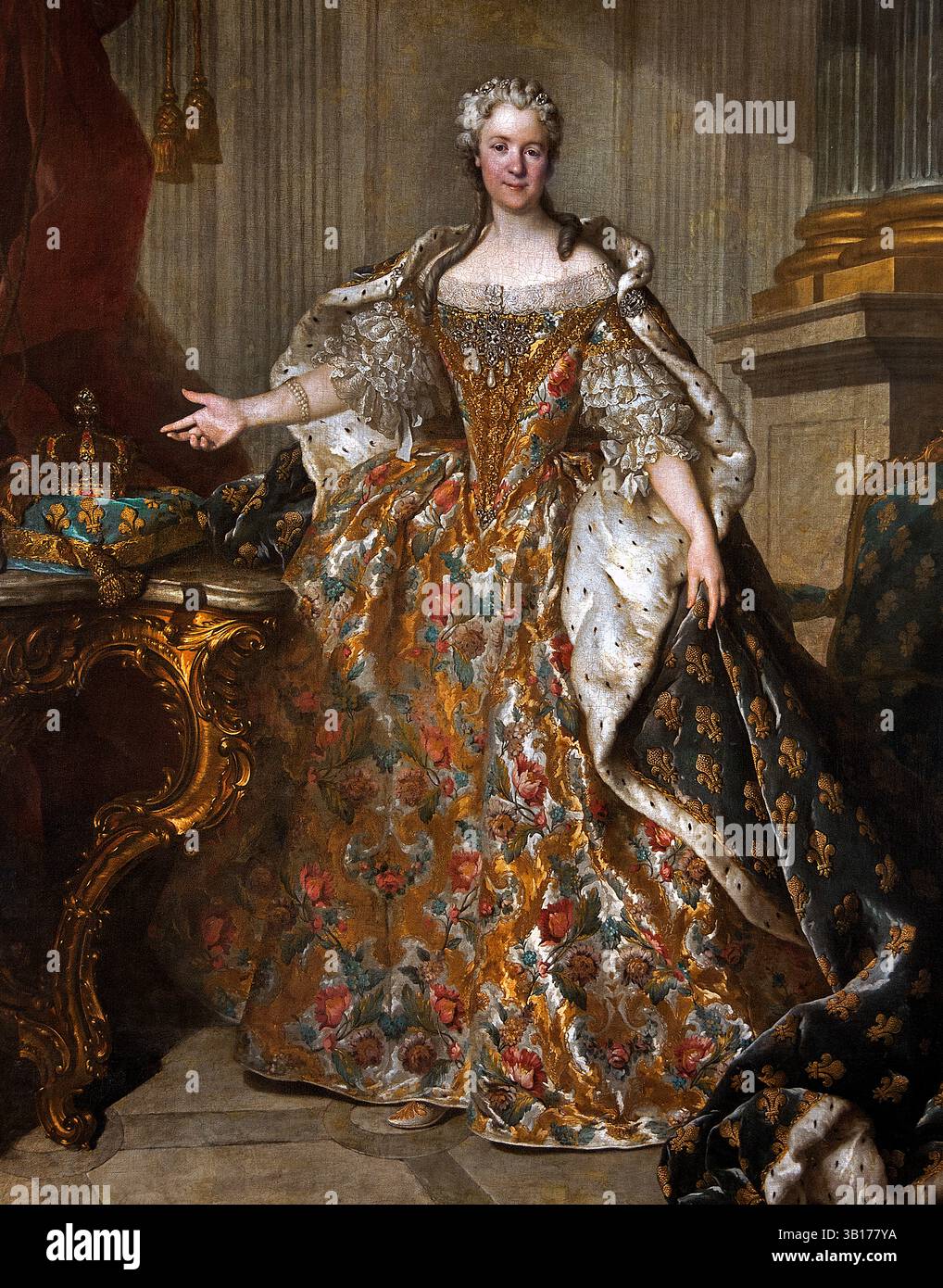 Reine MARIE Leszczinska 1703-68 épouse du roi Louis XV de France -- par Louis TOCQUE, Louis 1696-1772 Louvre Paris, Musée des Beaux-Arts, France, (Reine de France 1703-1768 ... Marie Leszczyńska, fille du roi déchu de Pologne, épouse Louis XV en 1725 grâce à l'influence du duc de Bourbon.) Banque D'Images