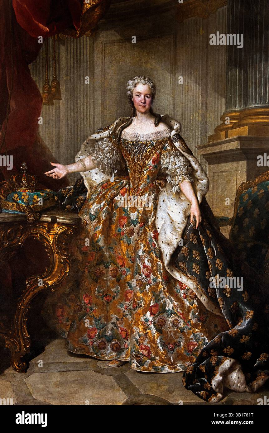 Reine MARIE Leszczinska 1703-68 épouse du roi Louis XV de France -- par Louis TOCQUE, Louis 1696-1772 Louvre Paris, Musée des Beaux-Arts, France, (Reine de France 1703-1768 ... Marie Leszczyńska, fille du roi déchu de Pologne, épouse Louis XV en 1725 grâce à l'influence du duc de Bourbon.) Banque D'Images