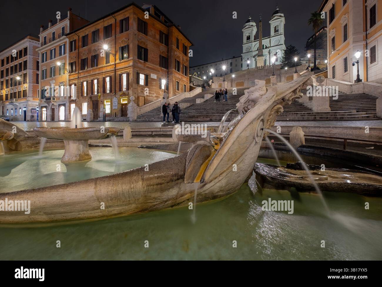 Piazza di Spagna, vue de nuit. Rome, Italie Banque D'Images