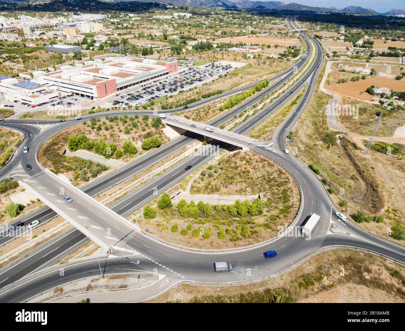 Autoroute ma-13, rond-point Inca, Majorque, Îles Baléares, Espagne, Europe. Banque D'Images