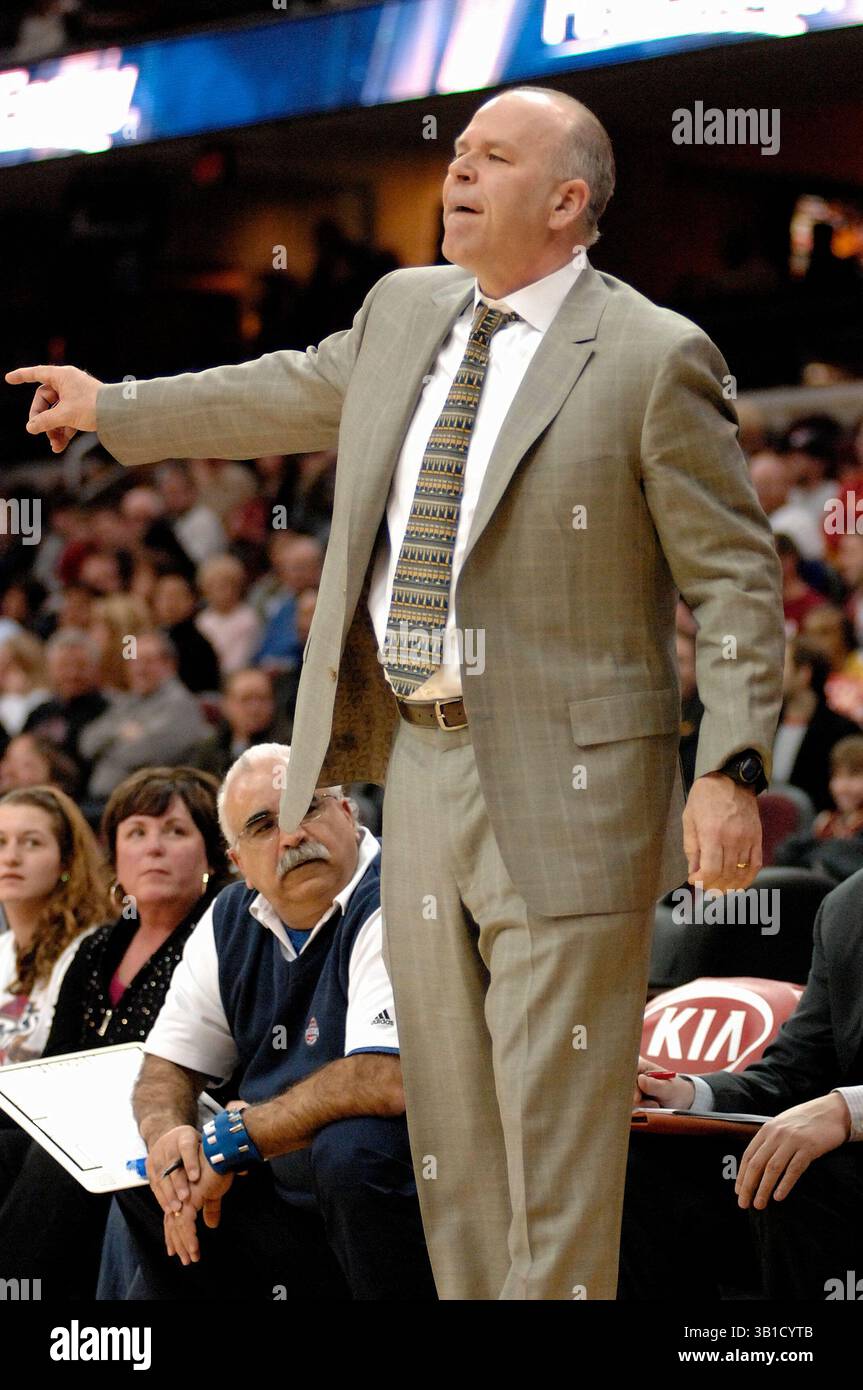 9 février 2011 : entraîneur-chef John Kuester lors du match NBA entre les pistons de Détroit et les cavaliers de Cleveland à Quicken Loans Arena. (Crédit image : © Jason Pohuski/Cal Sport Media/ZUMAPRESS.com) Banque D'Images