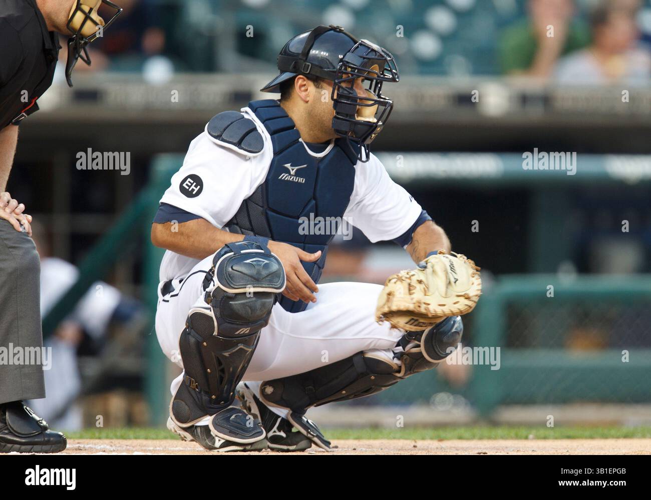 21 septembre 2010 : Gerald Laird (n°12), l'attrapeur des Tigers de Detroit, lors d'un match entre les Royals de Kansas City et les Tigers de Detroit au Comerica Park à Detroit, Michigan. Les Royals ont battu les Tigers 9-6.(image crédit : © John Mersits/Cal Sport Media/ZUMApress.com) Banque D'Images