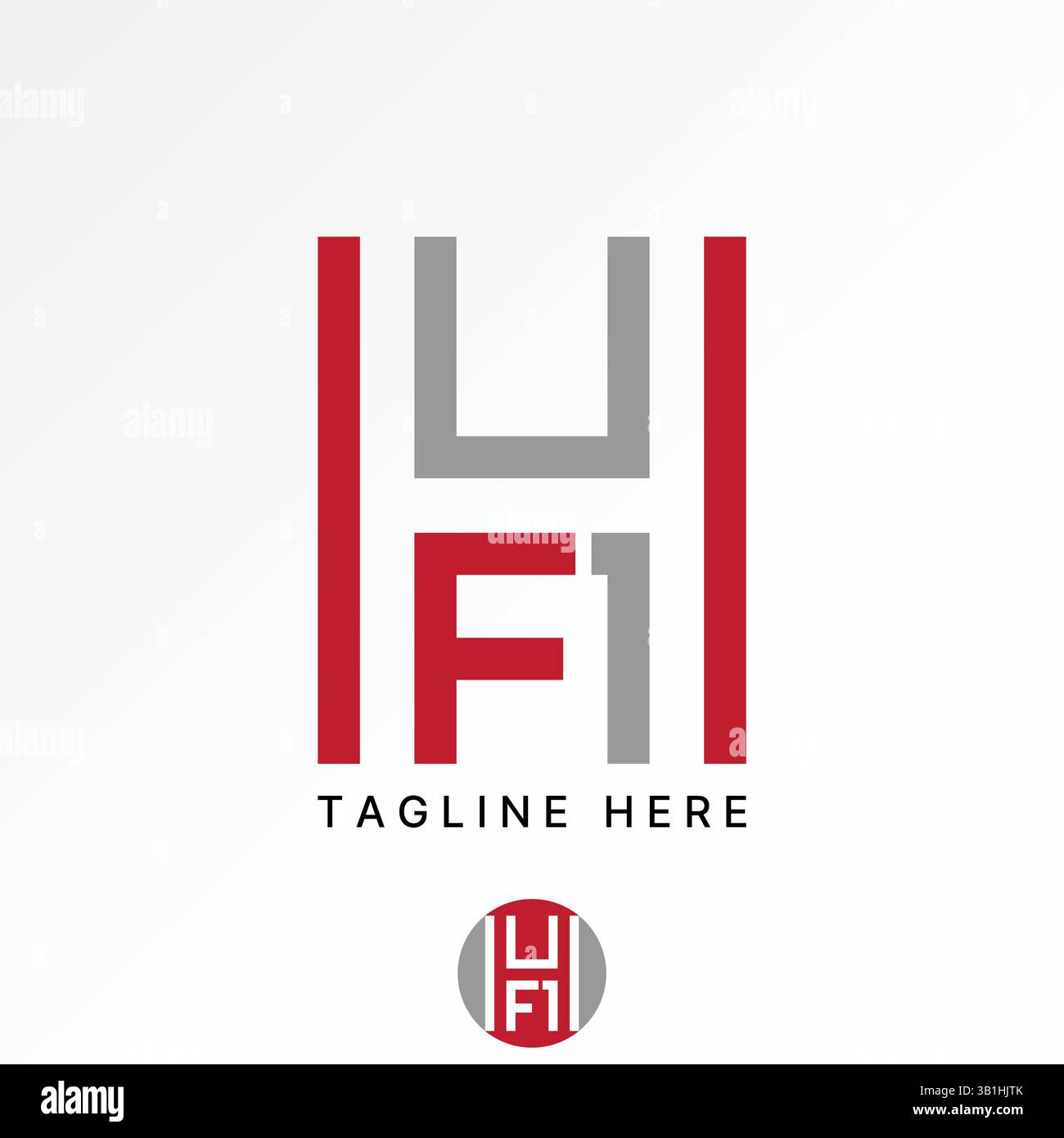 Conception de logo concept graphique créatif premium vecteur image stock haut de gamme vente initiale H HF1 ligne de police coupé négatif espace monogramme typographie marque d'affaires Illustration de Vecteur