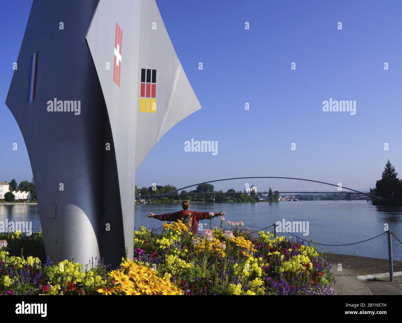 Dreilaendereckmonument et Dreilaenderbruecke Banque D'Images