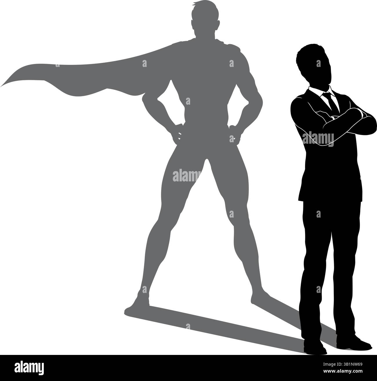 Super héros Business Man avec Super Hero Shadow Illustration de Vecteur