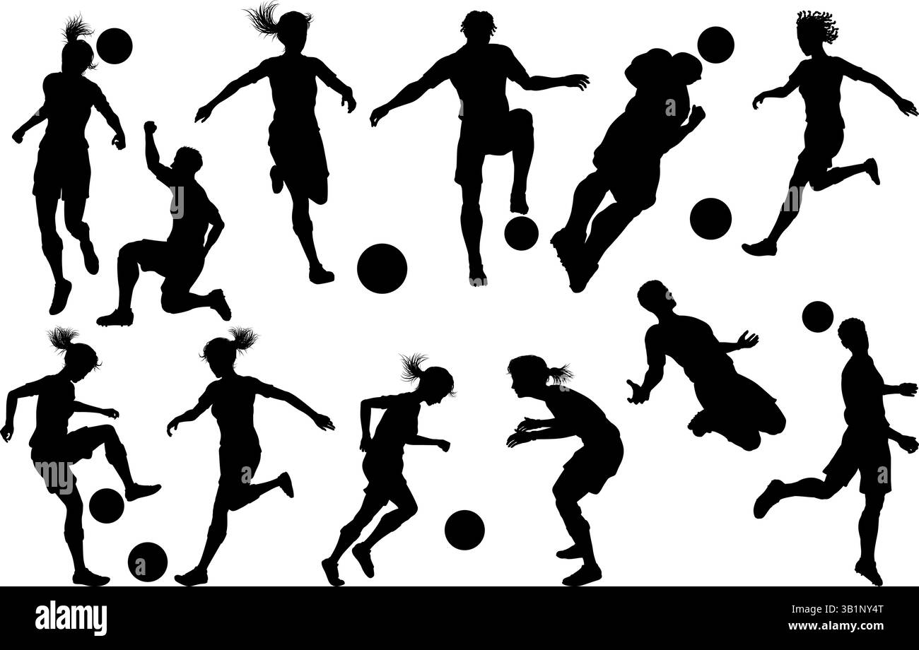 Soccer silhouettes mixtes ensembles 2024 A5 Illustration de Vecteur