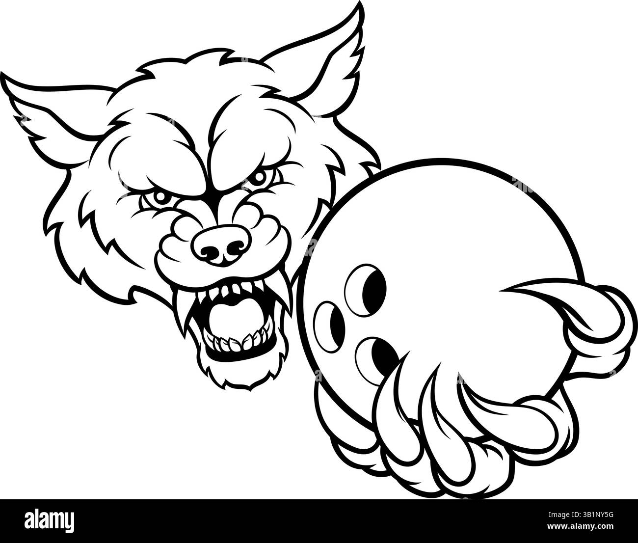 Arrière-plan de rupture mascotte loup Bowling Illustration de Vecteur