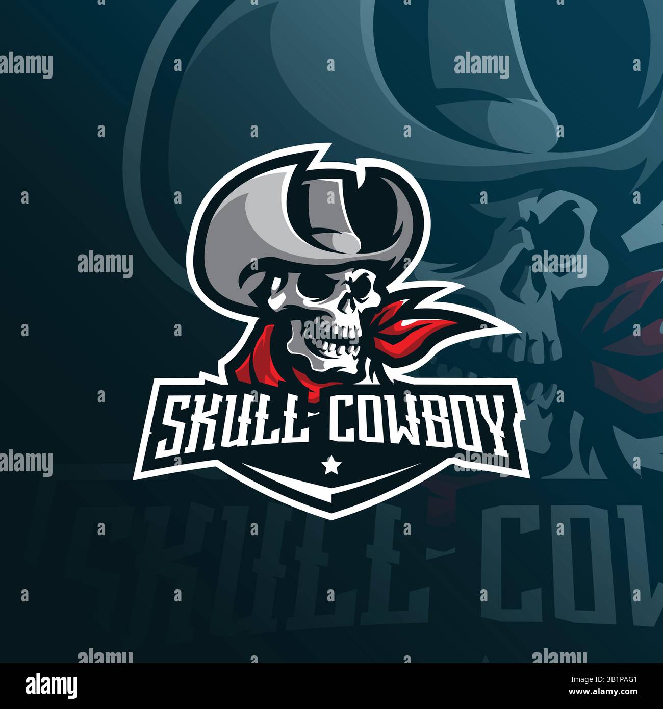 vecteur de conception de logo de mascotte de crâne avec un style de concept d'illustration moderne pour l'impression de badge, d'emblème et de t-shirt. illustration de cow-boy crâne pour l'équipe sportive. Illustration de Vecteur