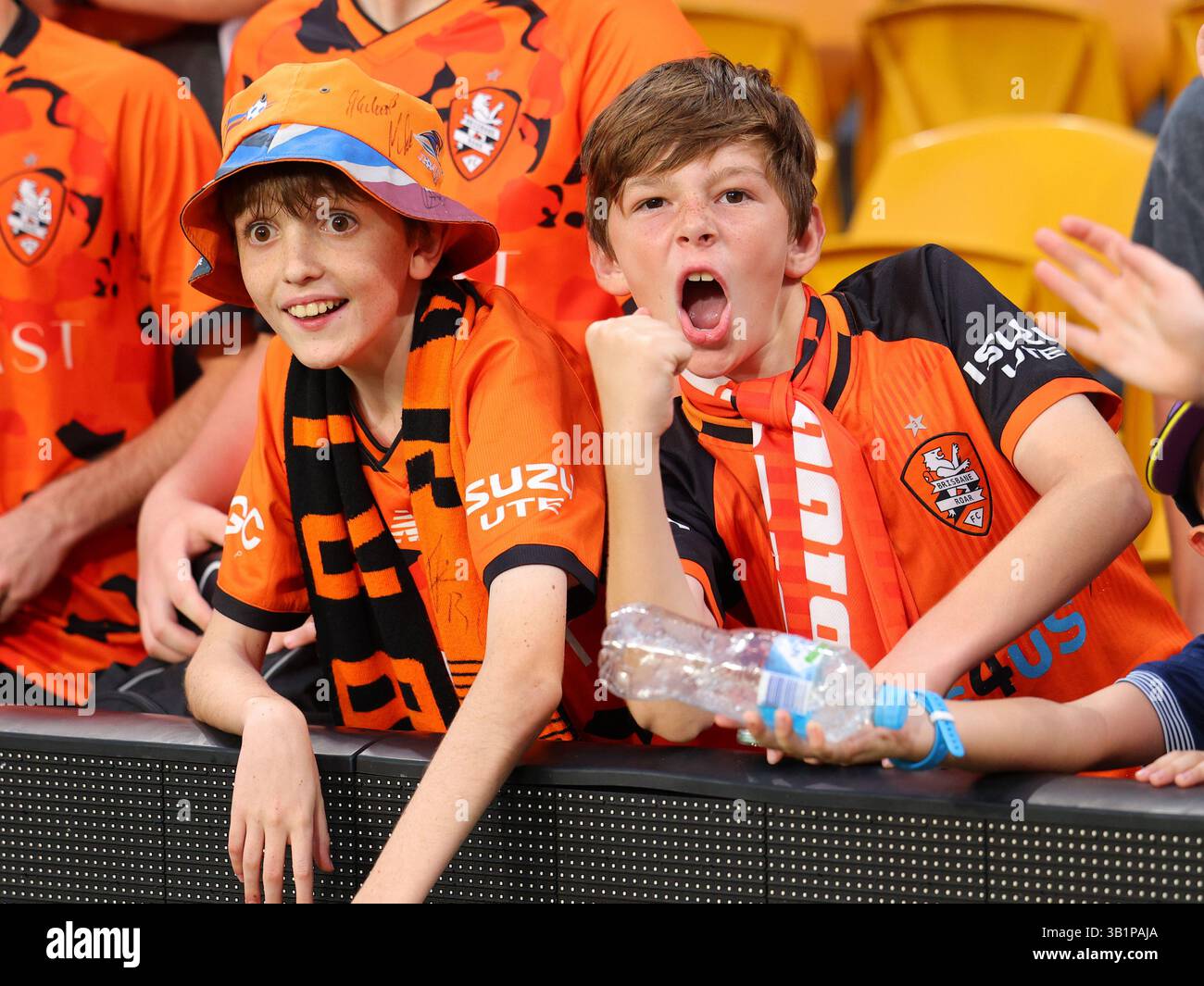 Brisbane, Australie. 26 avril 2025. Brisbane, Australie, avril 26 2025 : les fans de Brisbane Roar sont vus dans le stade après le match de la Ligue Ute A entre Brisbane Roar et Wellington Phoenix FC au Suncorp Stadium de Brisbane, Australie Matthew Starling (Promediapix/SPP) crédit : SPP Sport Press photo. /Alamy Live News Banque D'Images