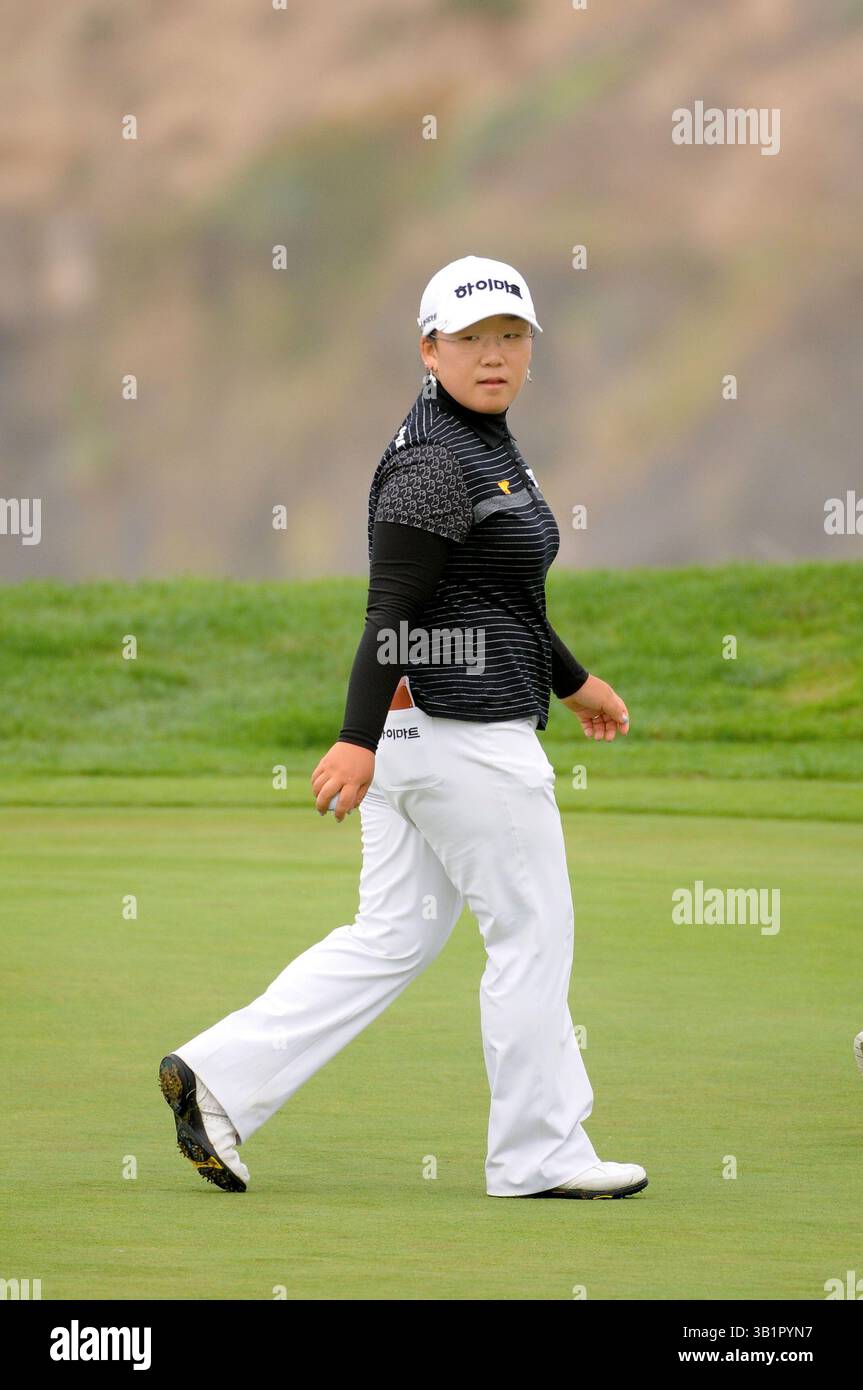 4 octobre 2008 : Ji-Yai Shin de Corée du Sud en action sur le 17e trou lors de la troisième manche du Championnat du monde Samsung au Half Moon Bay Golf Links Ocean course à Half Moon Bay, Californie John Green/CSM Banque D'Images