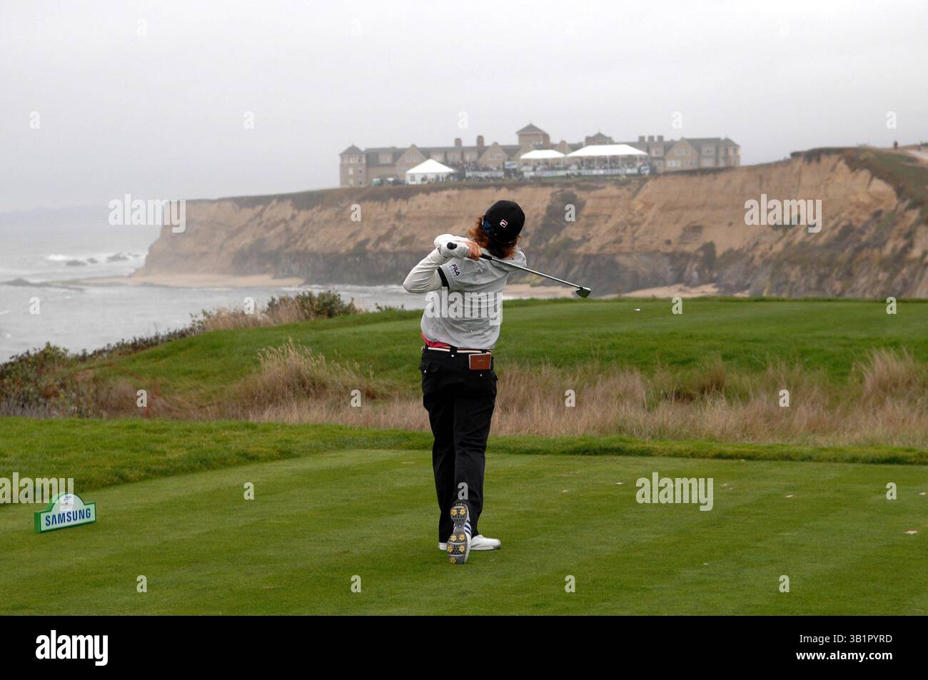 3 octobre 2008 : Ji-Yai Shin de Corée du Sud sur le 18e tee lors de la deuxième manche du Championnat du monde Samsung au Half Moon Bay Golf Links Ocean course à Half Moon Bay, Californie John Green/CSM Banque D'Images