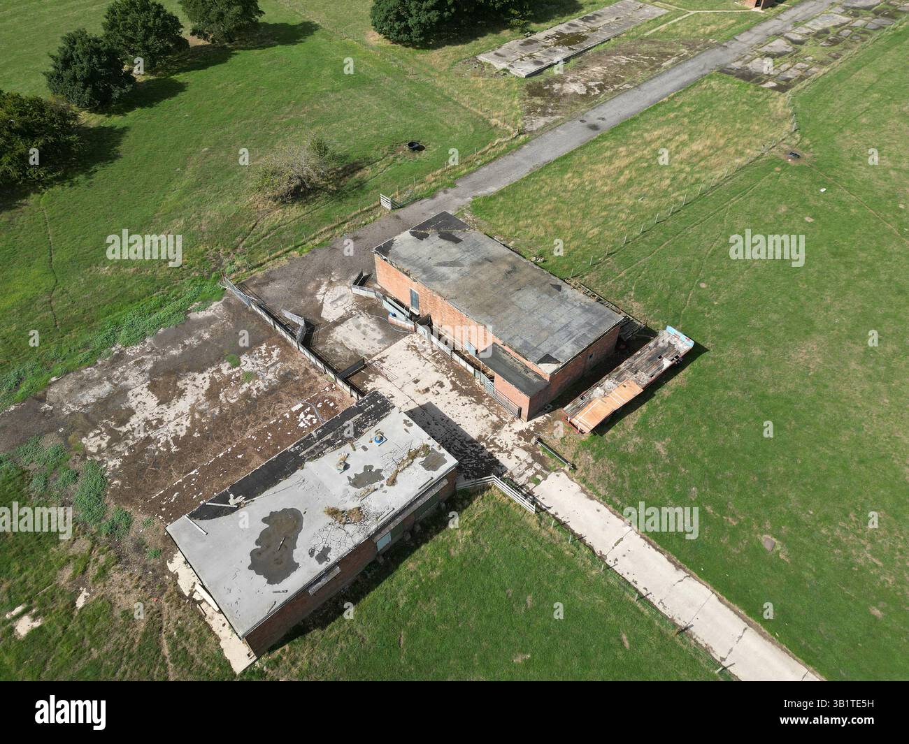 Vue aérienne du site de missiles Bloodhound de la Guerre froide au Forma RAF Woolfox Lodge, Rutland Banque D'Images