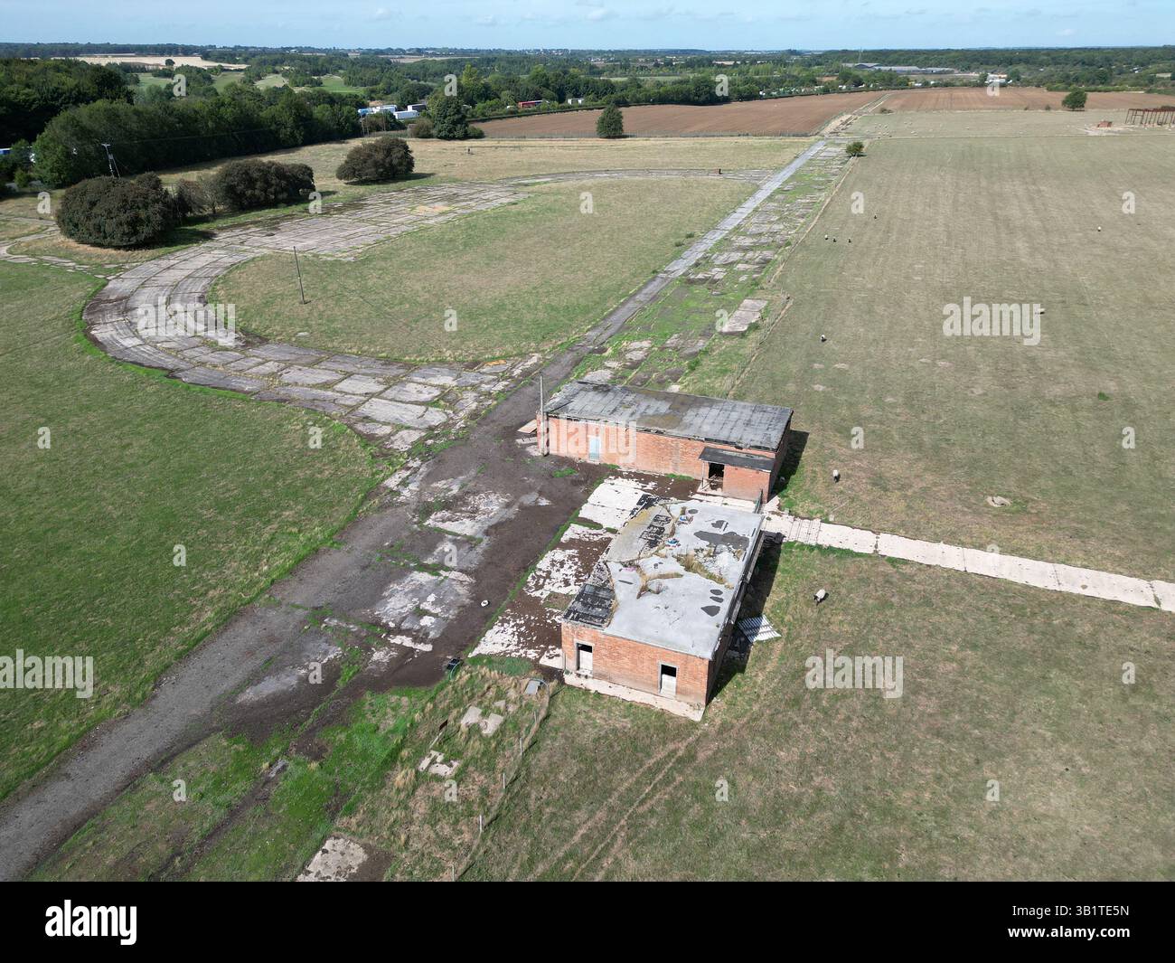 Vue aérienne du site de missiles Bloodhound de la Guerre froide au Forma RAF Woolfox Lodge, Rutland Banque D'Images