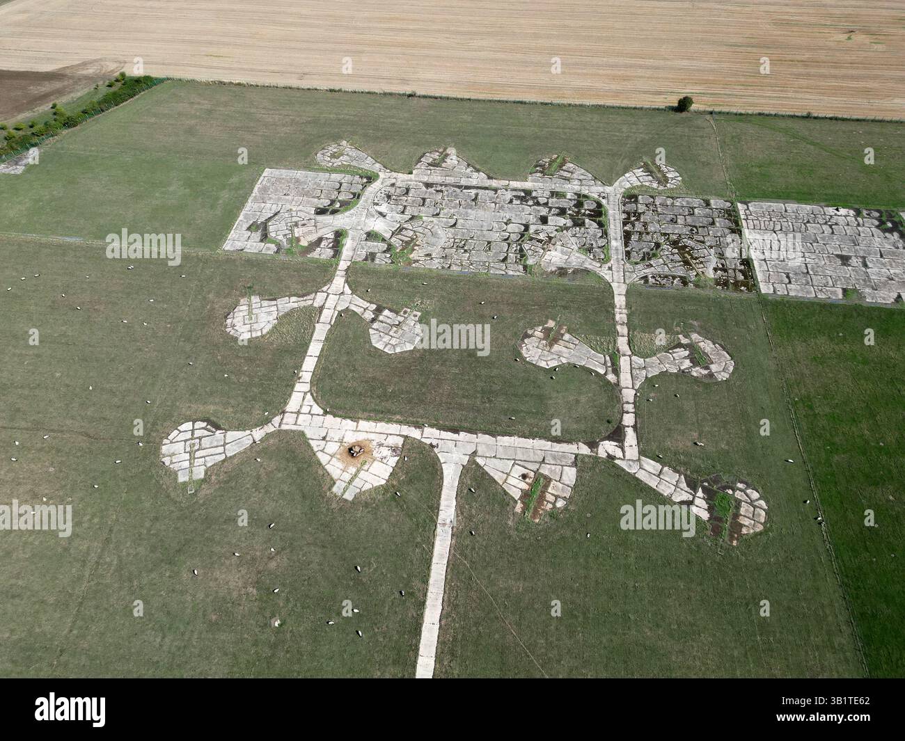 Vue aérienne du site de missiles Bloodhound de la Guerre froide au Forma RAF Woolfox Lodge, Rutland Banque D'Images