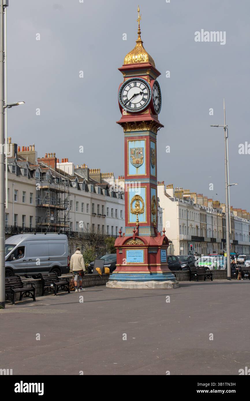 Horloge victorienne sur la promenade de Weymouth Banque D'Images