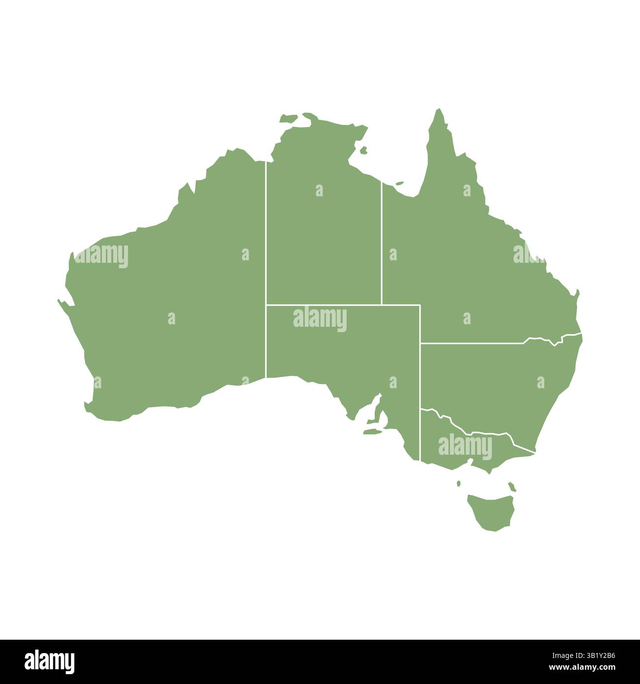 Silhouette verte et carte colorée de l'australie Illustration de Vecteur