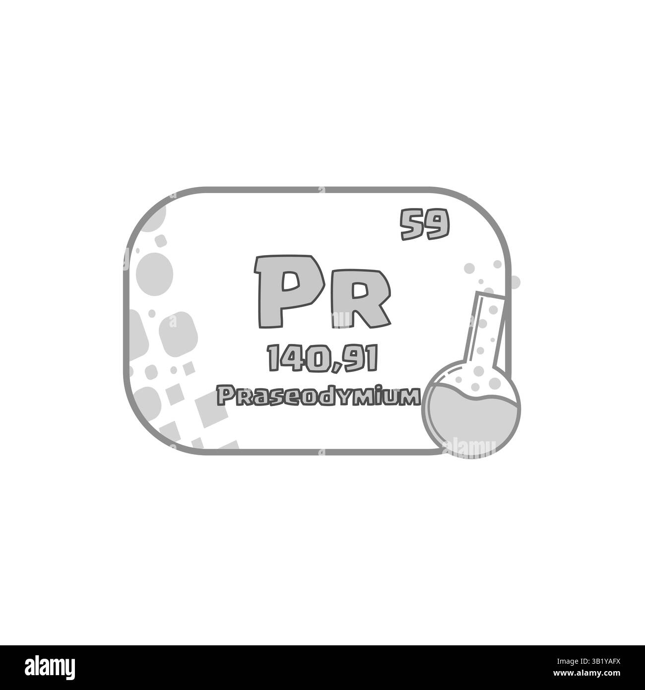 Icône atomique de praséodyme. Élément numéro cinquante-neuf. Forme périodique vectorielle. Métal des terres rares. Illustration de Vecteur