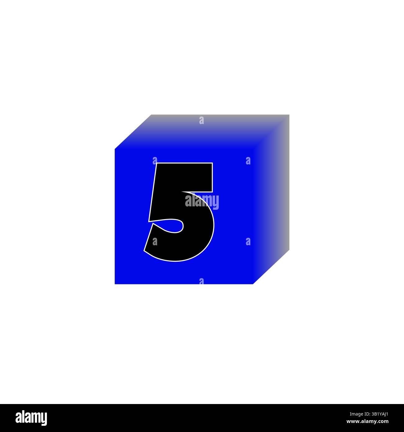 Cube numéro cinq. Boîte 3d bleue. Forme de chiffre noir. Symbole numérique vectoriel. Illustration de Vecteur