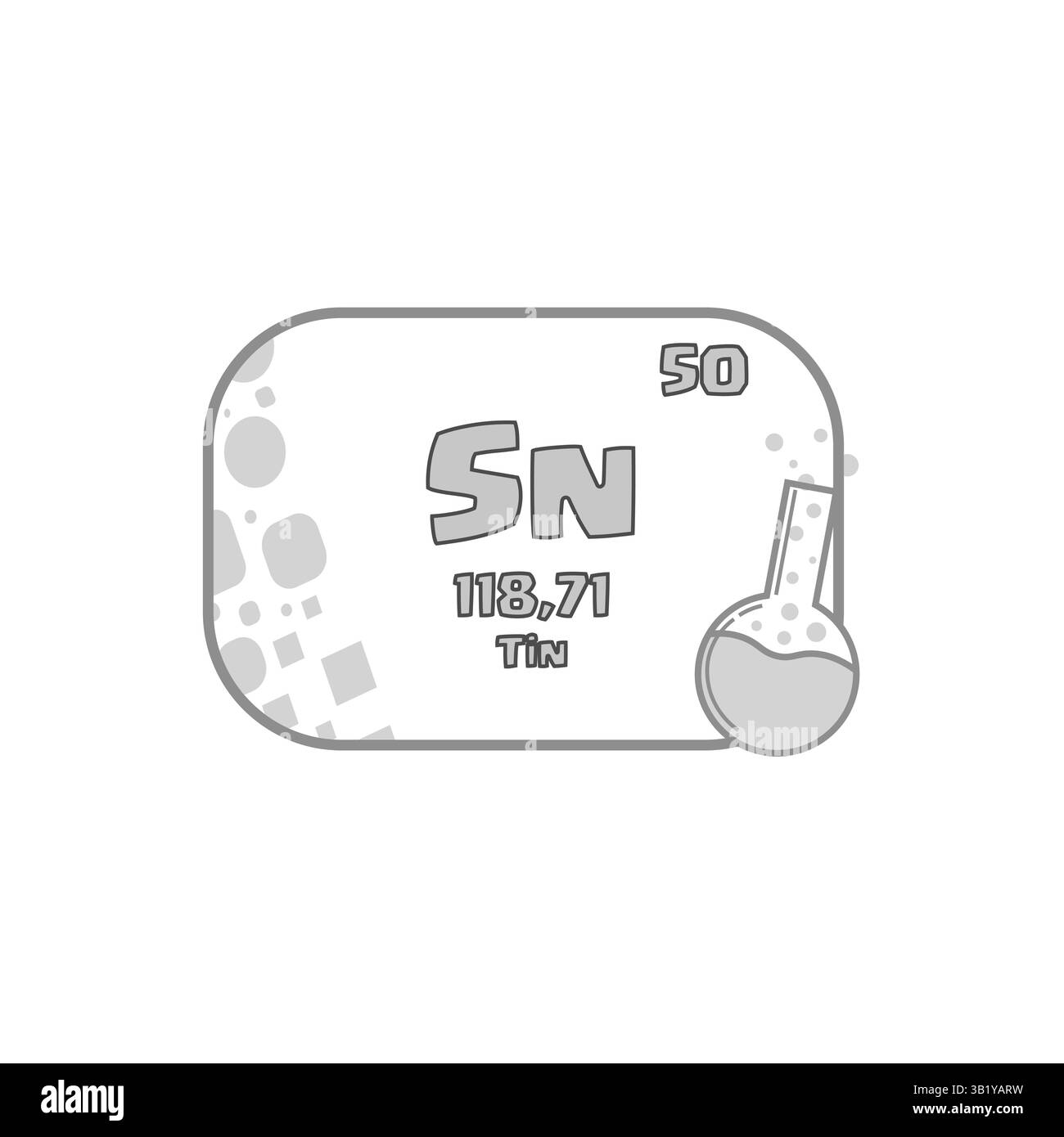 Symbole de l'élément étain. Numéro cinquante détail. Icône constituant chimique vectoriel. Illustration du flacon gris. Illustration de Vecteur