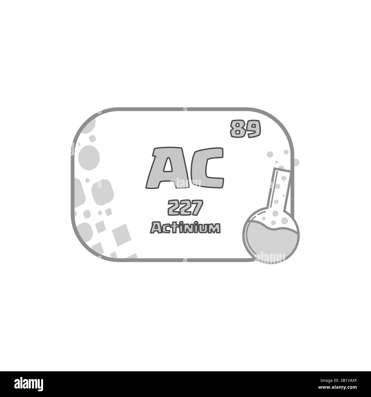 Elément chimique AC. Numéro atomique quatre-vingt-neuf. Vecteur de table périodique. 227 symbole d'actinium. Illustration de Vecteur