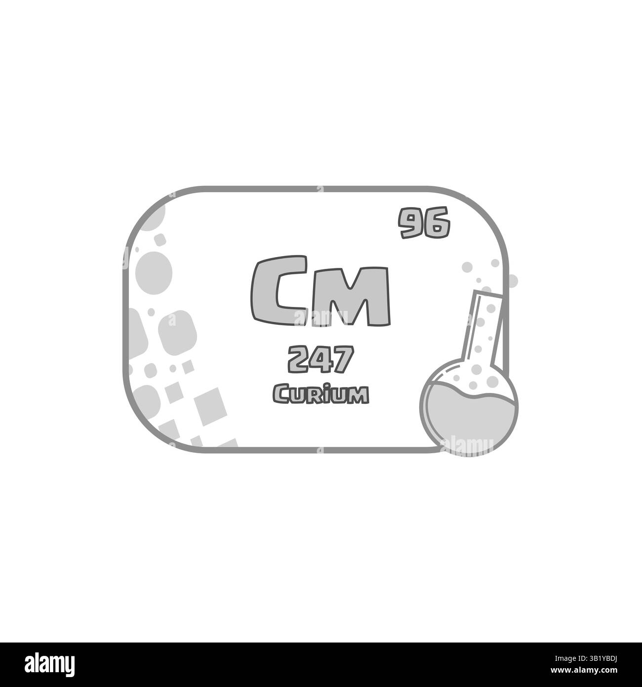Elément chimique cm. Numéro atomique quatre-vingt-dix-six. Vecteur de table périodique. 247 symbole du curium. Illustration de Vecteur