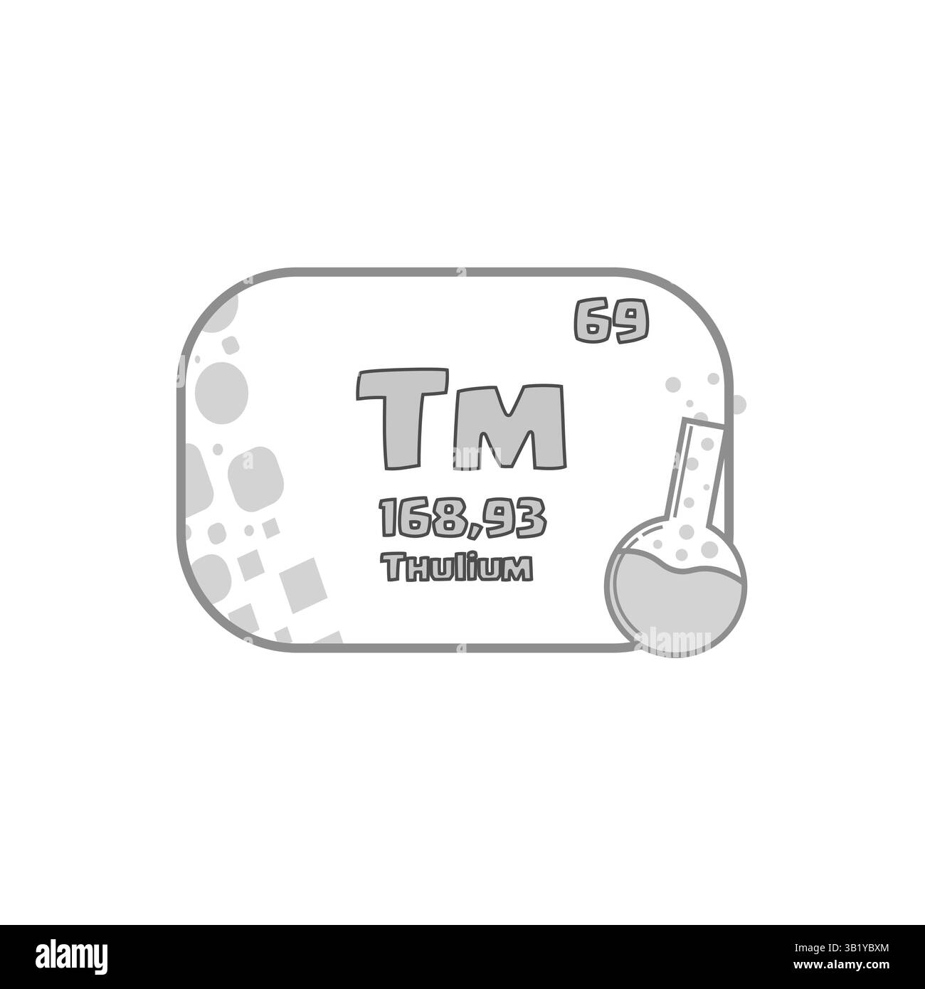 Symbole Chemical TM. Icône d'élément thulium. Numéro atomique soixante-neuf. Bloc de science vectorielle. Illustration de Vecteur