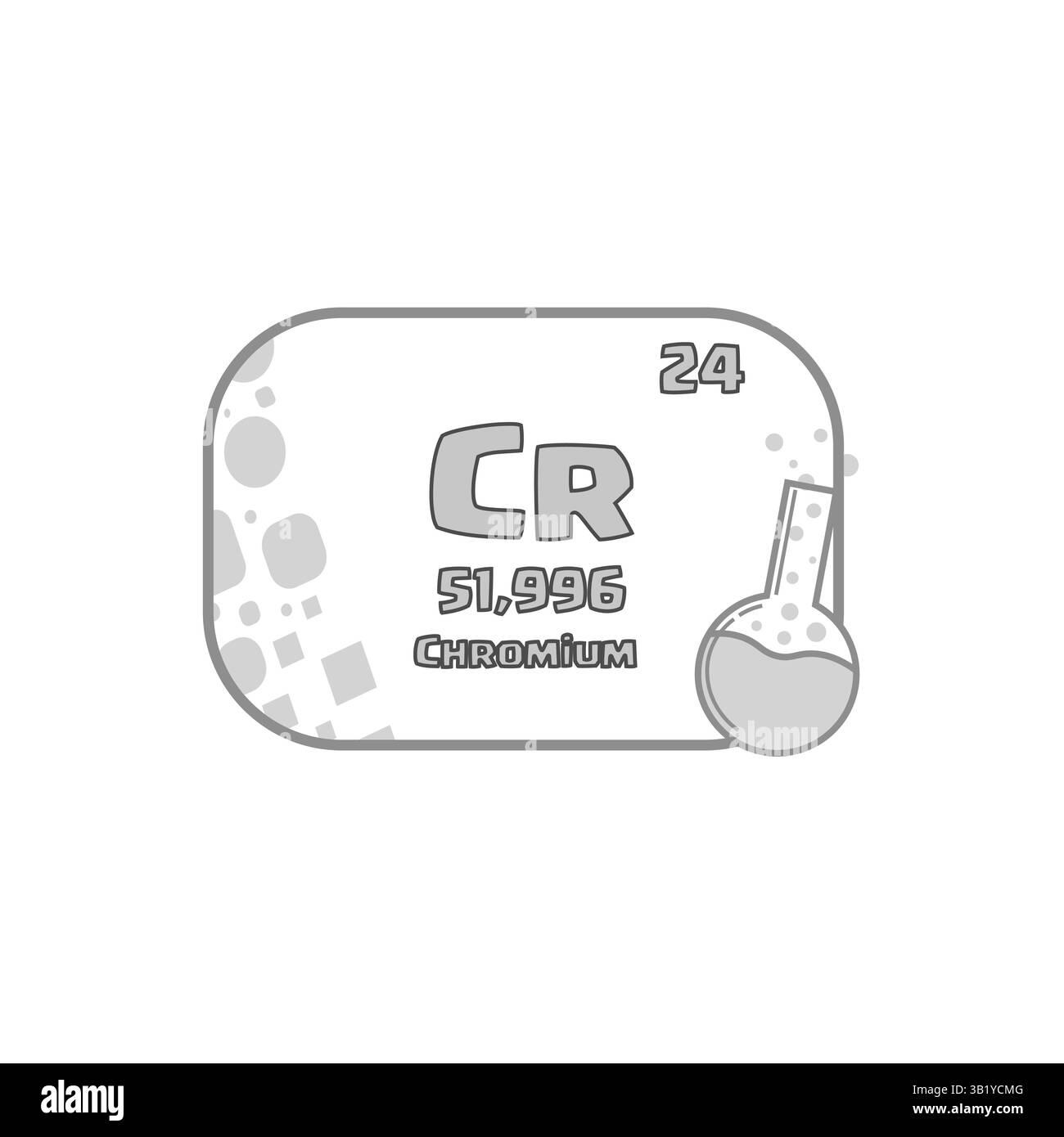 Elément chimique en chrome. Numéro atomique vingt-quatre. Vecteur de table périodique. 51,996 symbole chrome. Illustration de Vecteur
