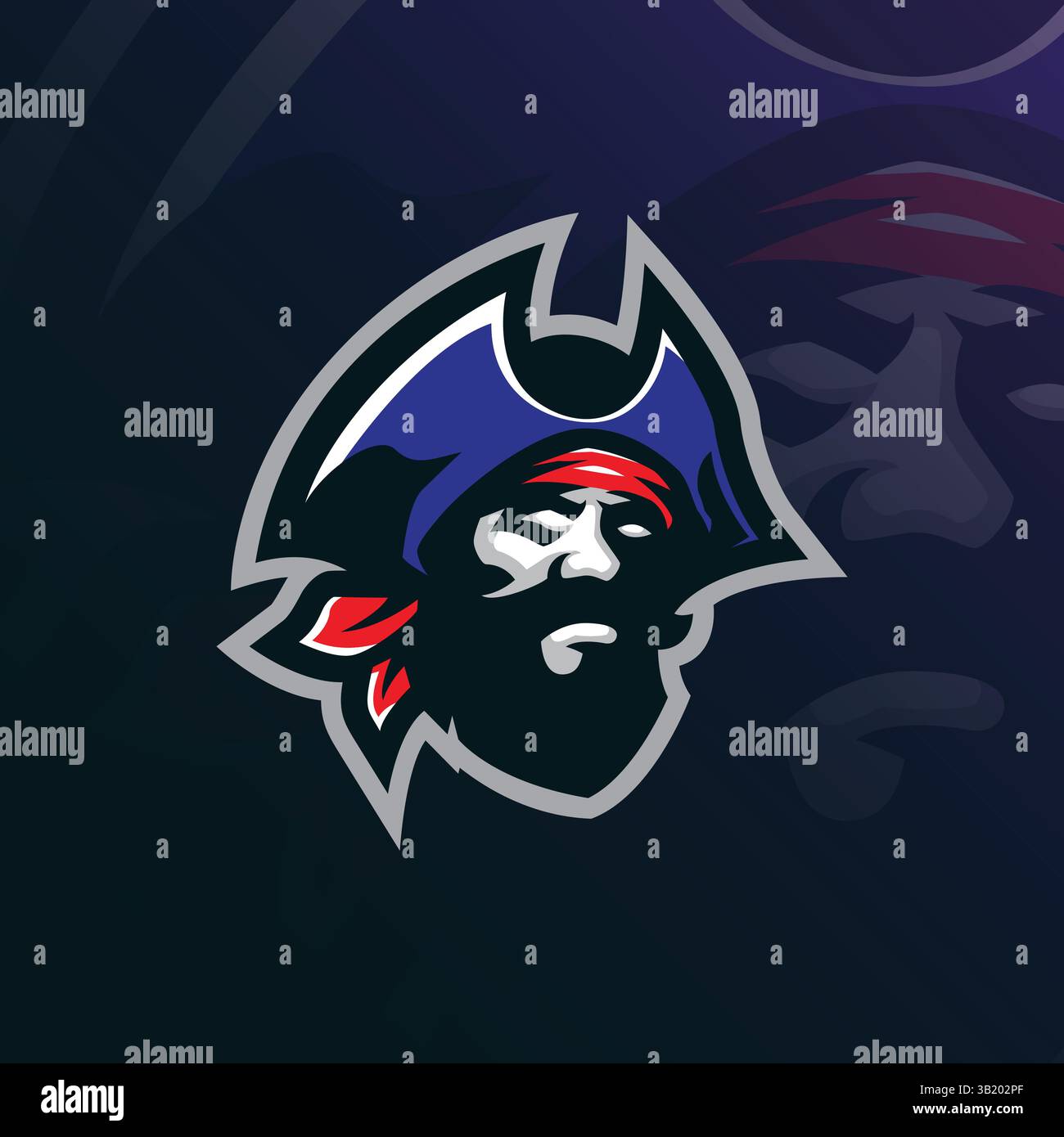 Vecteur de conception de logo de mascotte Patriot avec style de concept pour l'impression de badge, d'emblème et de t-shirt. Illustration de la tête Patriot. Illustration de Vecteur