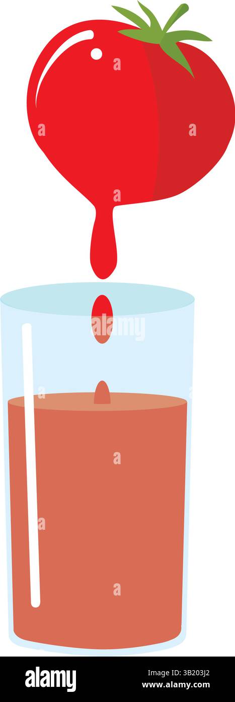 Les jus de tomates verre isolé. Nectar de tomates. Les éclaboussures de liquide rouge Illustration de Vecteur