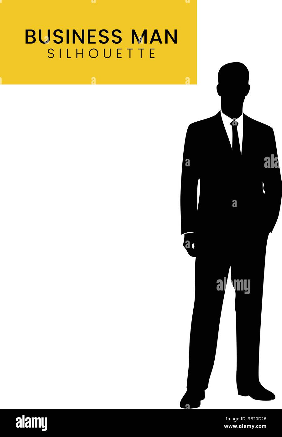 Professionnel homme d'affaires Silhouette vecteur : figure debout en costume et Tie Outline Illustration de Vecteur