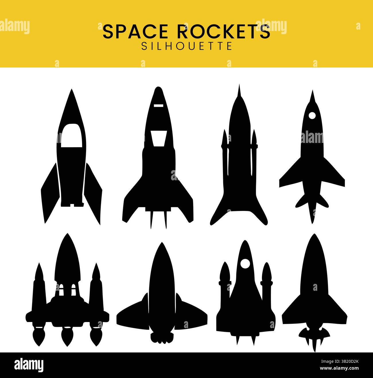 Collection d'icônes de silhouette de fusée spatiale ensemble : diverses illustrations vectorielles d'engins spatiaux pour la science, la technologie et les projets de conception futuriste Illustration de Vecteur
