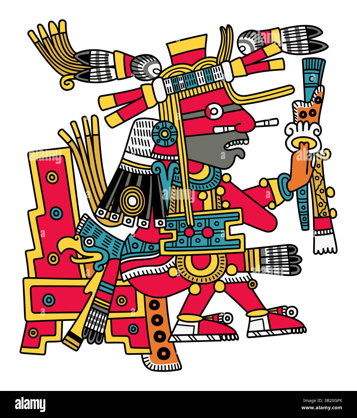 Xiuhtecuhtli, le Seigneur Turquoise, Dieu aztèque du feu, de la chaleur et du temps. Dans la mythologie aztèque, le Dieu du feu, de la lumière et de l'année. Banque D'Images