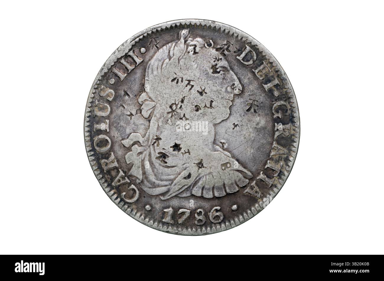 8 Real coin du roi Charles III d'Espagne Banque D'Images