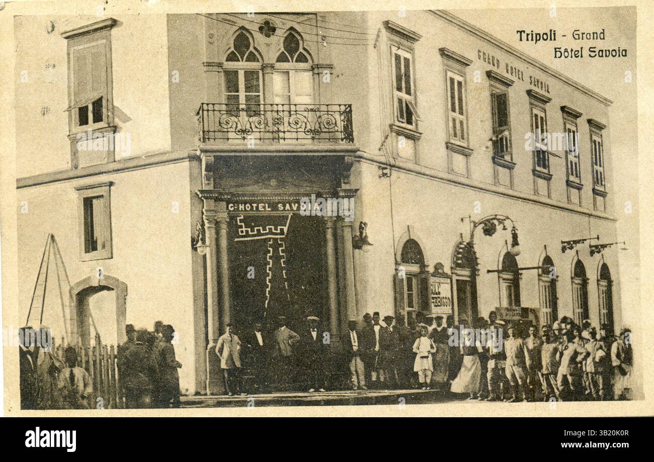 Carte postale - 1940 - Tripoli, Lybie, Afrique - Grand Hotel Savoy Banque D'Images