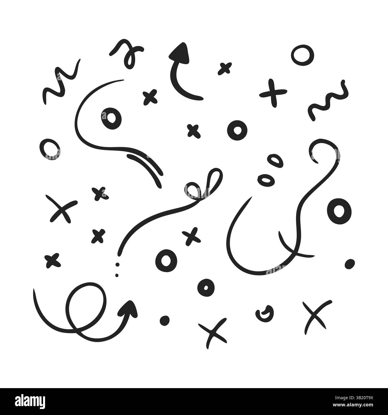 Lignes simples dessinées à la main flèches noires Doodle style Set illustrations graphiques vectorielles Illustration de Vecteur