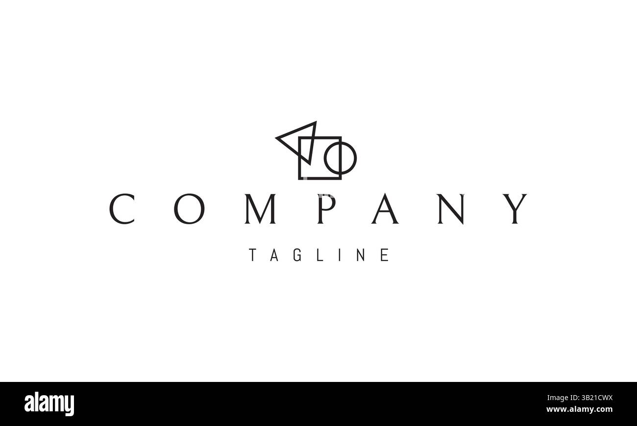 Logo vectoriel avec une image abstraite d'une composition de formes géométriques triangle, cercle et carré. Illustration de Vecteur