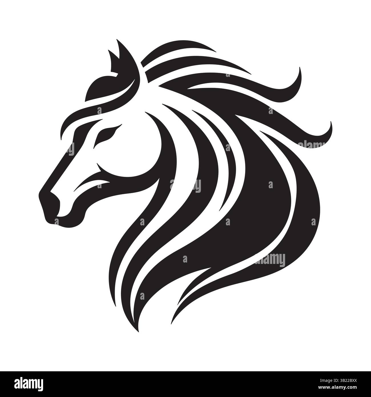 Black Horse Head Vector – dessin minimaliste de silhouette Illustration de Vecteur
