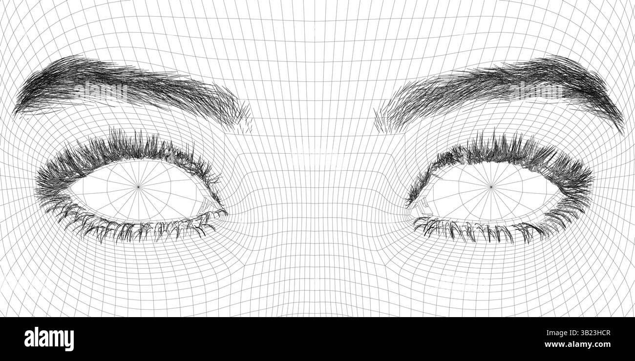 Les yeux sont dessinés de manière très abstraite, avec beaucoup de détails et d'ombrage. La scène est quelque peu étrange et troublante, avec les yeux semblant être STA Illustration de Vecteur