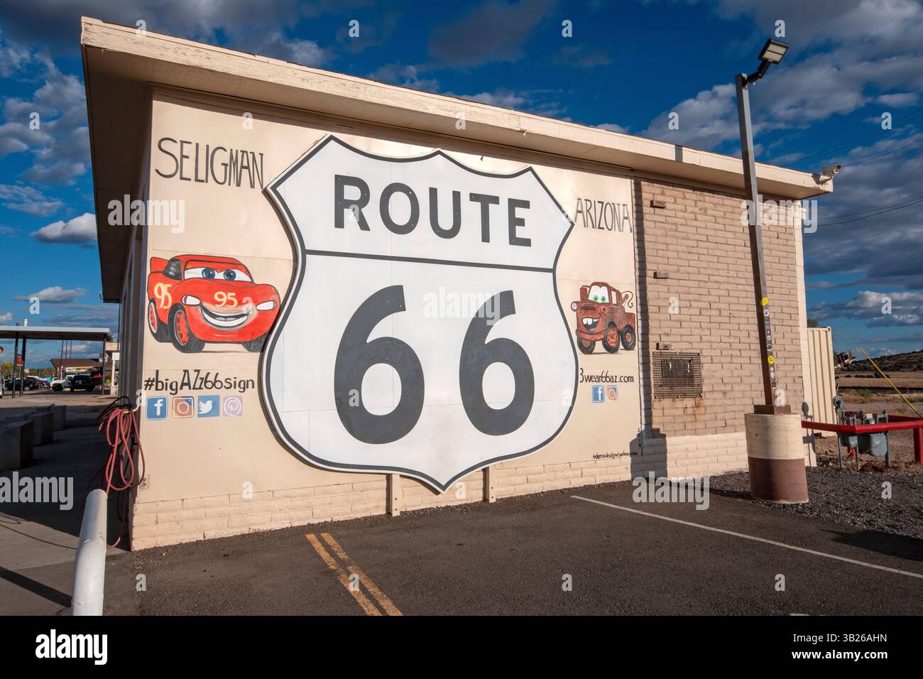Route 66 murale à Seligman, comté de Yavapai, Arizona, États-Unis Banque D'Images
