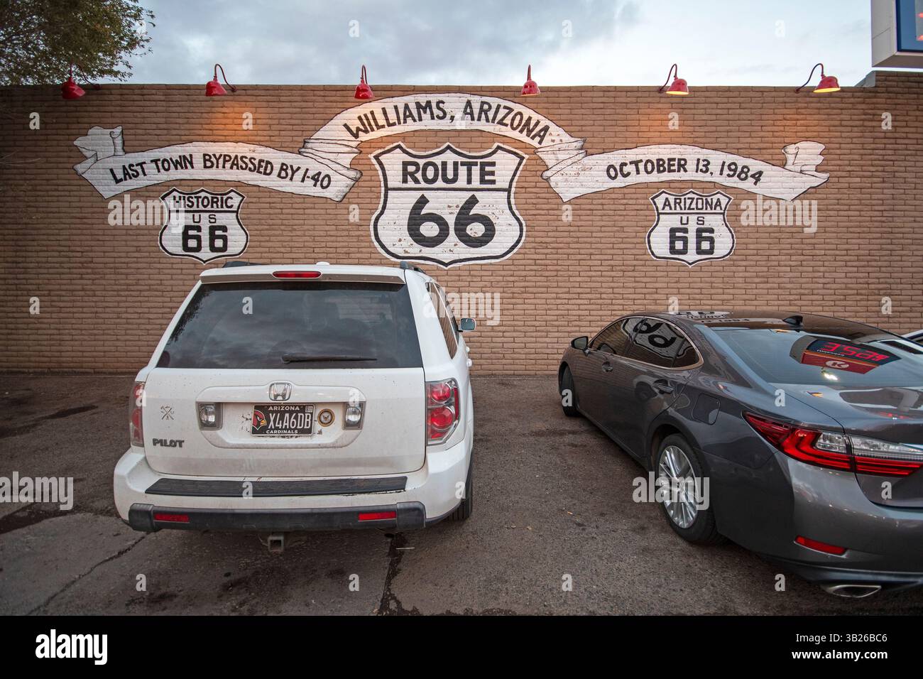 Route 66 murale à Williams, comté de Coconino, Arizona, États-Unis Banque D'Images