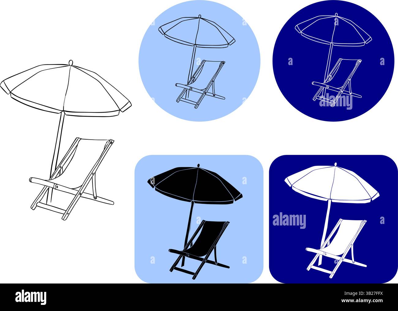Parapluie et chaise longue et icône du logo glyphe. Encre graphique vectorielle d'été et de vacances, icône vectorielle de parasol et de lit solaire. pour forfait, vacances Illustration de Vecteur