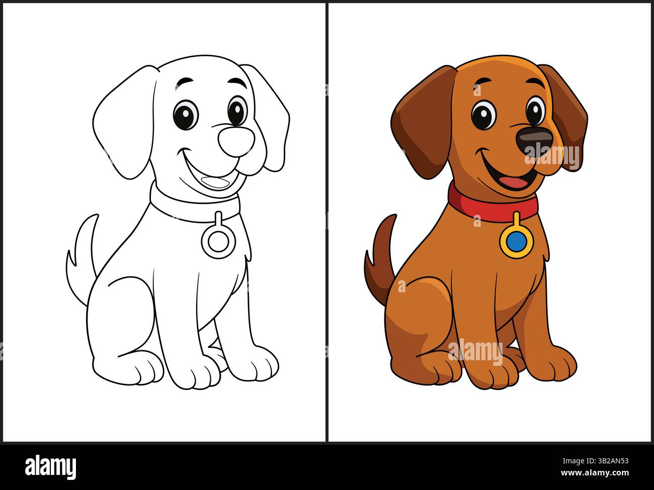 Cute Little Dog Coloring page pour enfants imprimable. Illustration de Vecteur